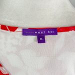 West Kei New Floral Print Button Front V-Neck Smocked Sleeve Top Size Medium Photo 6