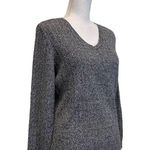 Karen Scott  Women's Large Gray Knit V Neck Pullover Sweater Photo 1