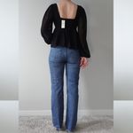 Abercrombie & Fitch Long Sleeve Black Ruched Sweetheart Puff Sleeve Top Size S Photo 2