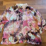 Liz Baker Beautiful Floral Chiffon Top 20W Sheer Over Shirt/Shrug Fairy Core Photo 1