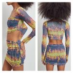 Urban Outfitters NEW Casey Cut Out Mesh Fire Crop Top & Skirt Set XL Photo 1