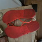 Tkees  Mia Napa Leather Sandals Brazilian Flip Flops Toe Ring Orange $85 Size 9 Photo 4