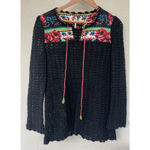 Free People Women Boho Crochet Sheer Wool Sweater Floral Multicolor Medium Beach Photo 1