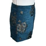 Free People Moving On Mini Skirt Women’s Size 0 Metallic Teal Blue Embroidered Photo 2