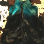 Cejon Turquoise and Black Faux Fur Vest Blue Photo 2