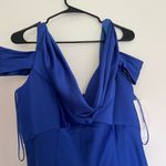 THEIA Lina Coldshoulder Draped Satincrepe Gown Blue Size 12 Photo 2