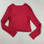 S.DEER Henley Crop Top Womens XL Ribbed Burgundy Long Sleeve Button Front NWT Red Photo 1