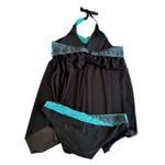 Swimsuit Tankini Black & Blue 3XL Halter Swimdress with Swim Bottoms Plus‎ Size Size undefined Photo 5