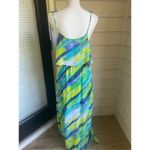 Calvin Klein NWT Spaghetti Strap Maxi Dress Blue/ Green Size 6 ruffled layer Photo 10