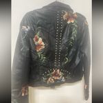 BLANK NYC Black Embroidered Vegan Leather Moto Jacket. Size Medium Photo 7