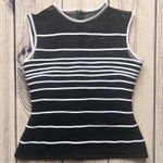 Tadashi  Vintage Black & White Mesh Striped Sleeveless Top Photo 0