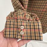 st. john's bay plaid scalloped Blouse top MEDIUM Tan Red Long Sleeve NWOT Photo 8