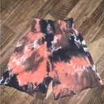 Blanc  clothing tie-dye high waisted boyfriend shorts black orange boho athletic Photo 3