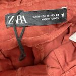 ZARA Burnt Orange High-Rise Cuffed Paperbag Pants Women's Size Extra Small XS Photo 4