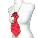 “Dainty Dapper Red Polka Dot Necktie necklace with White Rose Accent Photo 3
