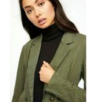 Free People Cinched Waist Linen Blend Blazer Olive Green Photo 1