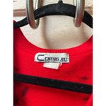 Vintage 80s Hong Kong cherry red black floral blossom button up cardigan sweater Size undefined Photo 2