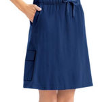 Collections ETC Drawstring Side Pocket Cargo Knit Skort with Attached Shorts Blue Size L Photo 0