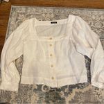 J.Crew  White linen Button-Up Women's Top Photo 1