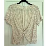 potter's pot 🚨 SALE white linen textured cropped knot front blouse Photo 0