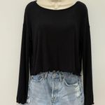 Project Social T  Black Bell Sleeve Sweater XS Oversized Lettuce Trim Whimsigoth Photo 1