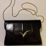 Vanna White RARE Vintage Black Snake Leather Clutch Chain Handbag Purse 1980 Photo 0