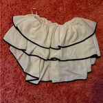 SheIn White Ruffle Crop Top with Black Trim Photo 2
