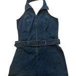 Forenza Vintage 90’s Forenze Halter Neck Denim Shorts Romper, Sz 16 Photo 0