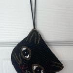 Vintage Art Deco handmade beaded black cat coin purse AS IS Photo 0