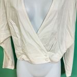 Amuse Society White Long Sleeve Wrap Blouse Photo 4