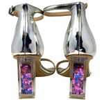 KIVAH Metallic Silver Block Acrylic Heels Filled With Sequins ~ Women's Size 9 Photo 7