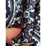 Tyler Boe‎ Shirt Women 10 Navy Blue Pink Geometric Collared Button Down Preppy Photo 4