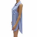 Staccato  Blue Striped Sleeveless Button Up Tunic Top Blouse Womens Large Photo 4