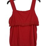 J Crew Factory Boho Fringe Tank Top Red Crochet Sleeveless Slub Knit Size S Photo 0