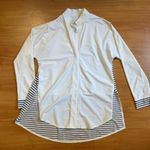 ADAY Something Borrowed Shirt in Breton Stripes Size Small White Photo 5