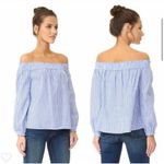 Rag and Bone  Blue and White Smocked 3/4 Sleeve Blouse Photo 1