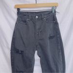American Eagle AE Black Wash High Waisted Straight Leg Distressed Mom Jean 00 Photo 2