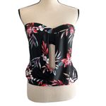 Bar III Swimsuit Tankini Top Black Floral Sz S Straps Cut Out Front Soft Cup NEW Photo 3