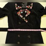 Betsey Johnson  Black Corduroy Lined Belted Embroid Double Breasted Trench Coat Photo 8
