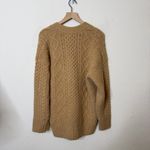 J.Crew  Tan Cable Knit Cardigan Sweater Chunky m Long Sleeve Wool Alpaca Size M Photo 6
