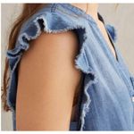 Anthropologie PILCRO  Flounced Tunic Dress Chambray Fray Hem L Photo 2