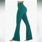 Sunzel Flare Crossover Turquoise Blue Yoga Pants with Tummy Control Size Medium Photo 6