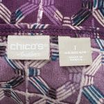 Chico's Shirt Womens Medium 1 Purple Geometric Tunic Top Travelers Slinky Travel Photo 6