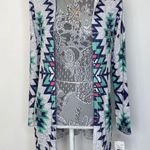 Moa Moa Womens USA Made Tribal Printed Lightweight Hooded Cardigan Sweater XS Photo 0