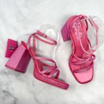 Barbie NWT x Forever 21 Rhinestone Bling Strappy Platform Sandal Heels Pink 6 Photo 2