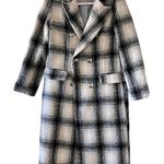 Topshop Black Cream White Pastel Wool Blend Long Sleeves Houndstooth Coat 4 Photo 0