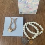 Amelia Rue Cora 4 piece layering bracelet set glass beads white marble charm Photo 0