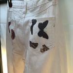 Romwe  Women’s Trendy Contrast Butterfly Print Tapered Fit White Denim Jeans Photo 6