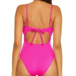 Becca by Rebecca Virtue Pink Ribbed Asymmetrical One Piece hot pink/coral Photo 3