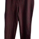 J Jill ponte knit slim leg plaid pants checkered burgundy Large Petite NWT Red Size undefined Photo 0
